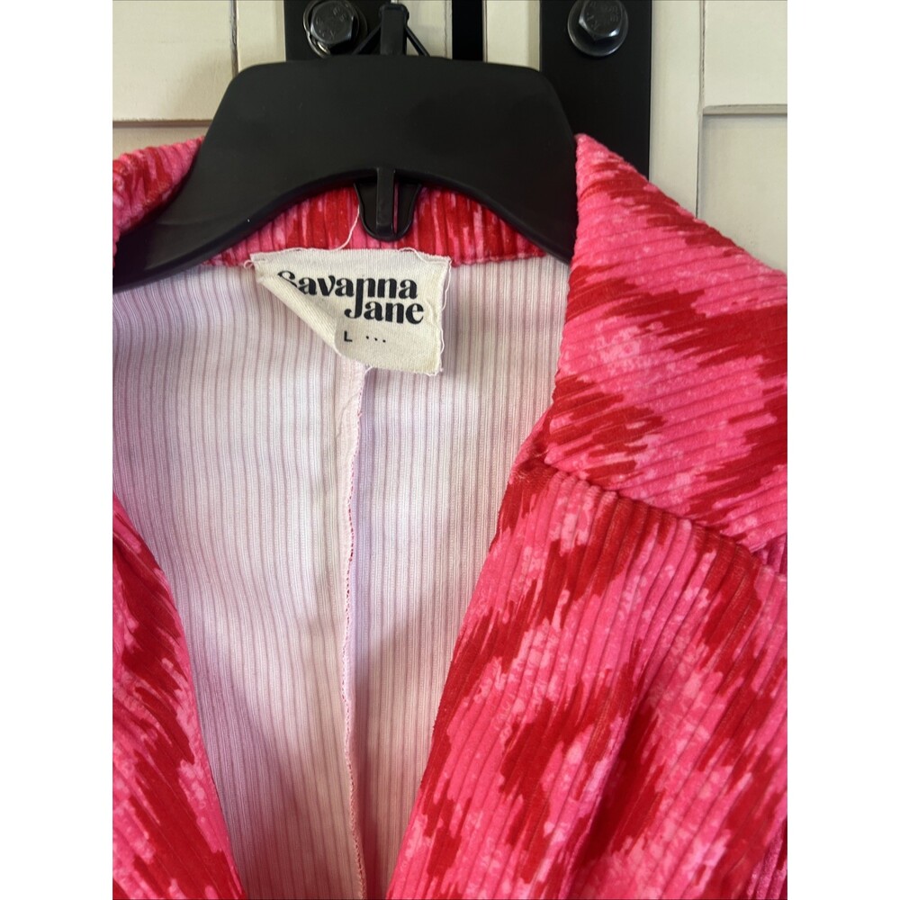 Savanna Jane Red PINK CORDUROY JACKET Aztec Women's Size Large - Picture 2 of 9